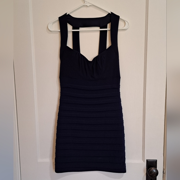 COPY - B Darlin Navy Blue Heartneck Bodycon Mini Cocktail Dress Size 12 - Picture 1 of 6